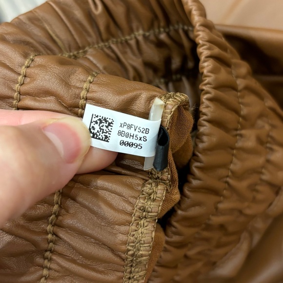 AERIE Offline Real Luxe Faux Leather Wide Leg Pants Brown Women’s Size S Long - Picture 12 of 14